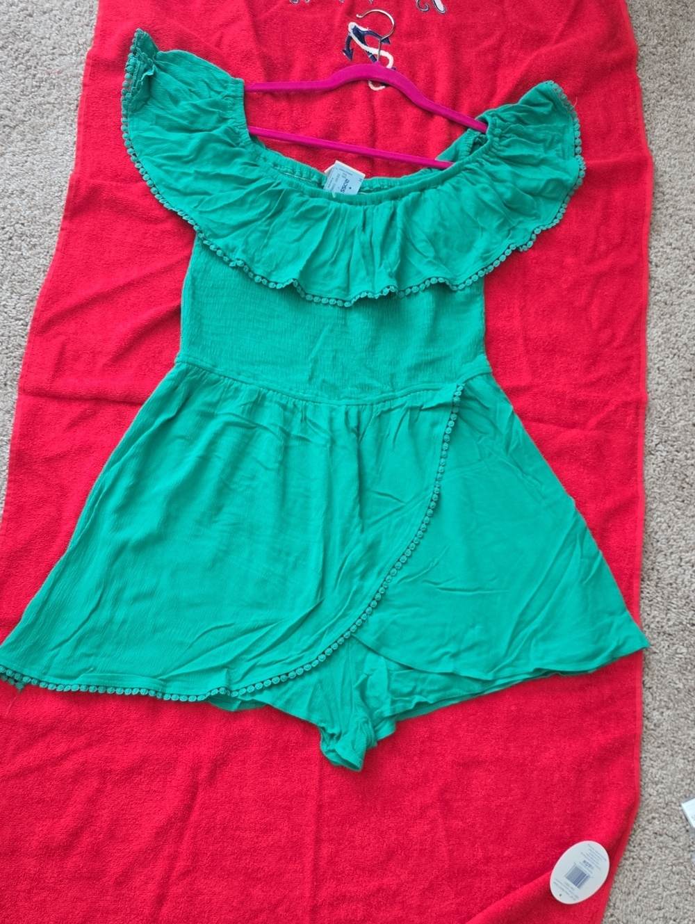 Justify Green Off-Shoulder Romper